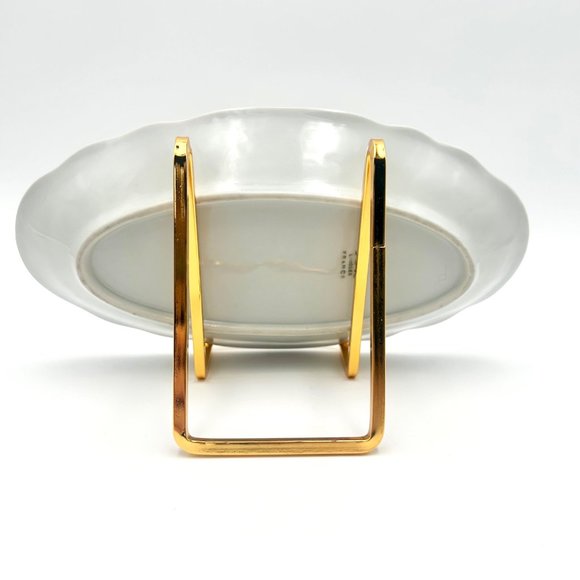 VTG Limoges France White Porcelain Oval Dish With Gold Trim, Elegant Table Decor - Picture 4 of 11